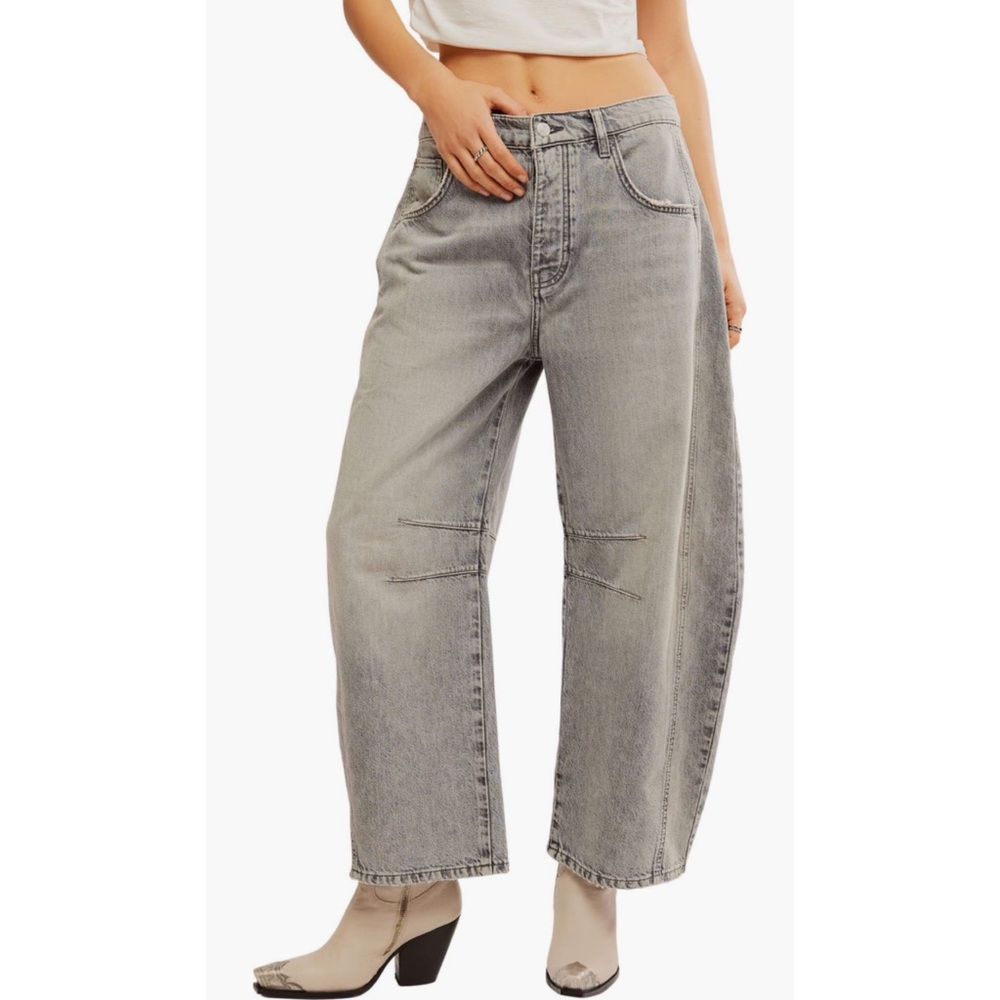 Free People Gray Wide-Leg Jeans